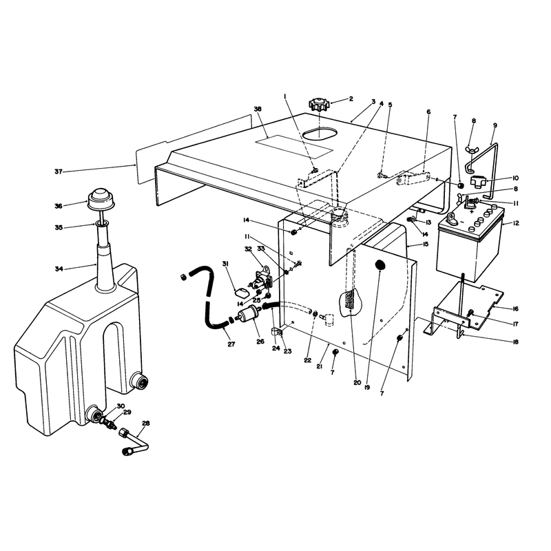 Hood Gas and Hydraulic Tank Assembly