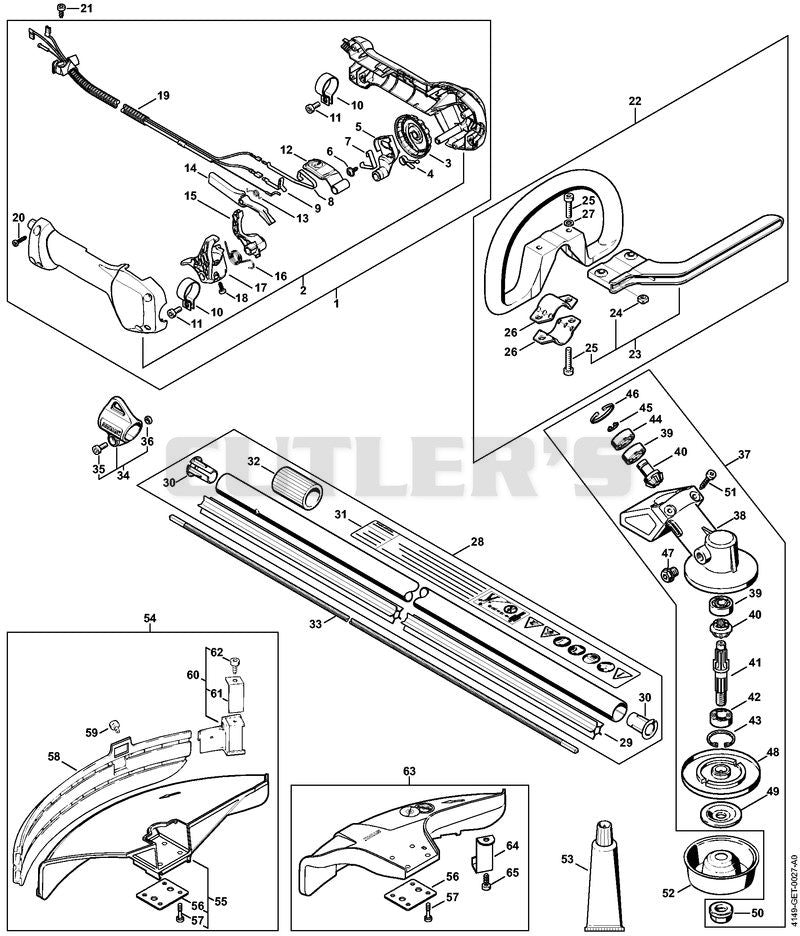 Control handle, Drive tube assembly, Gear head up to serial number 514309587