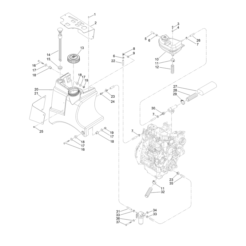 Engine Fuel Tank and  Water Expansion Tank Assembly