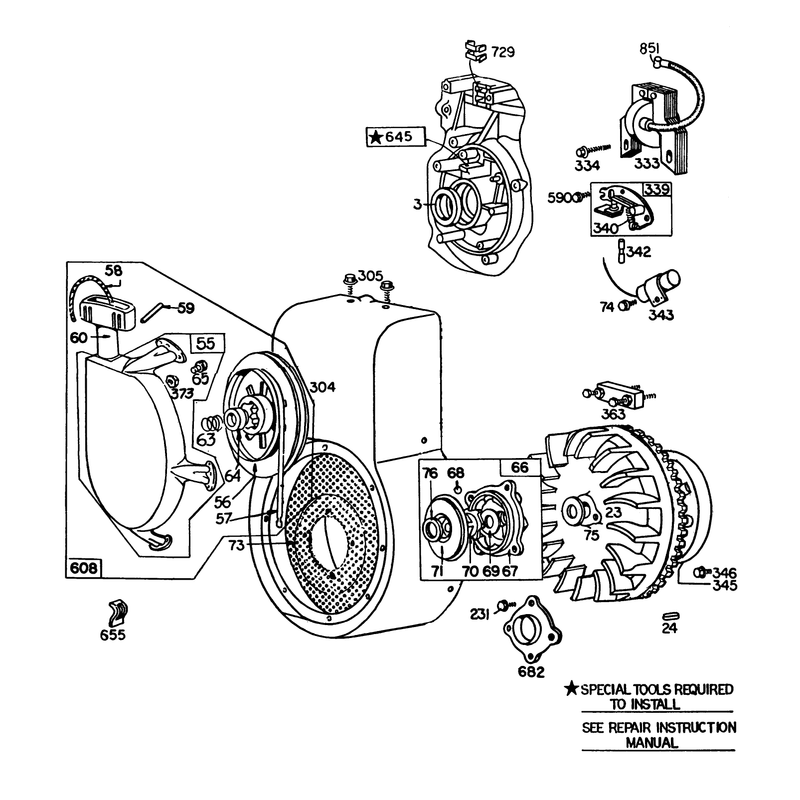 Engine Briggs & Stratton Model No. 252416 Type No. 0190-01
