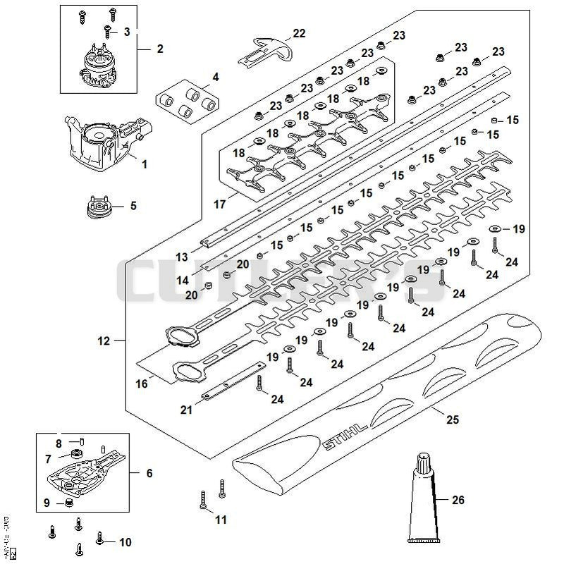 Gear head, Electric motor, Cutter bar