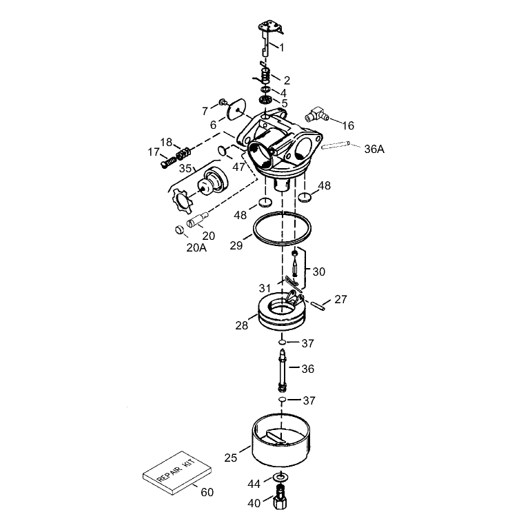 Carburetor No 640303 Tecumseh LEV120-361541B