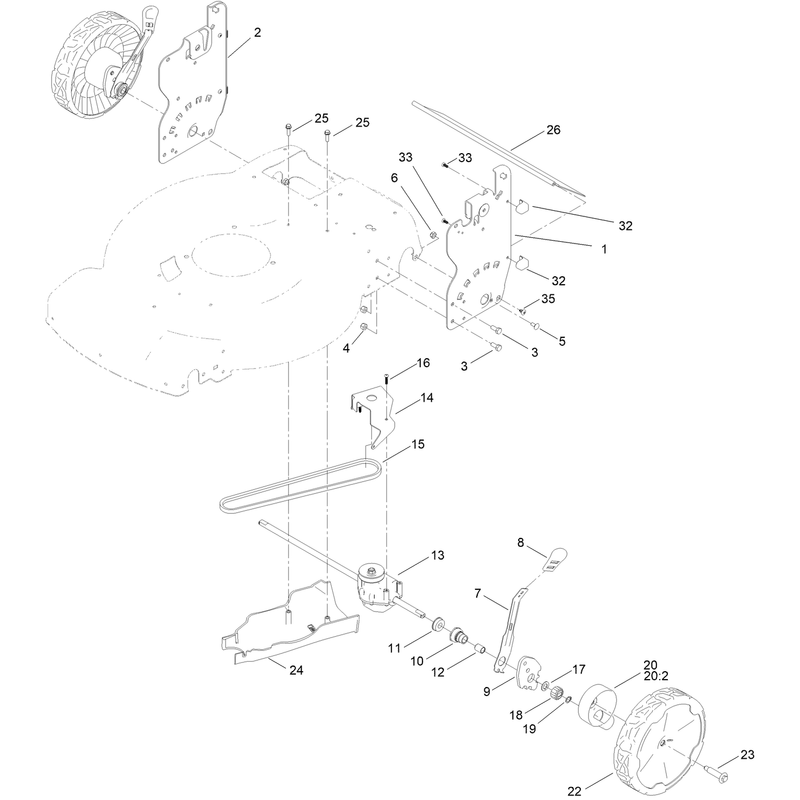 Rear Wheel and Height of Cut Assembly