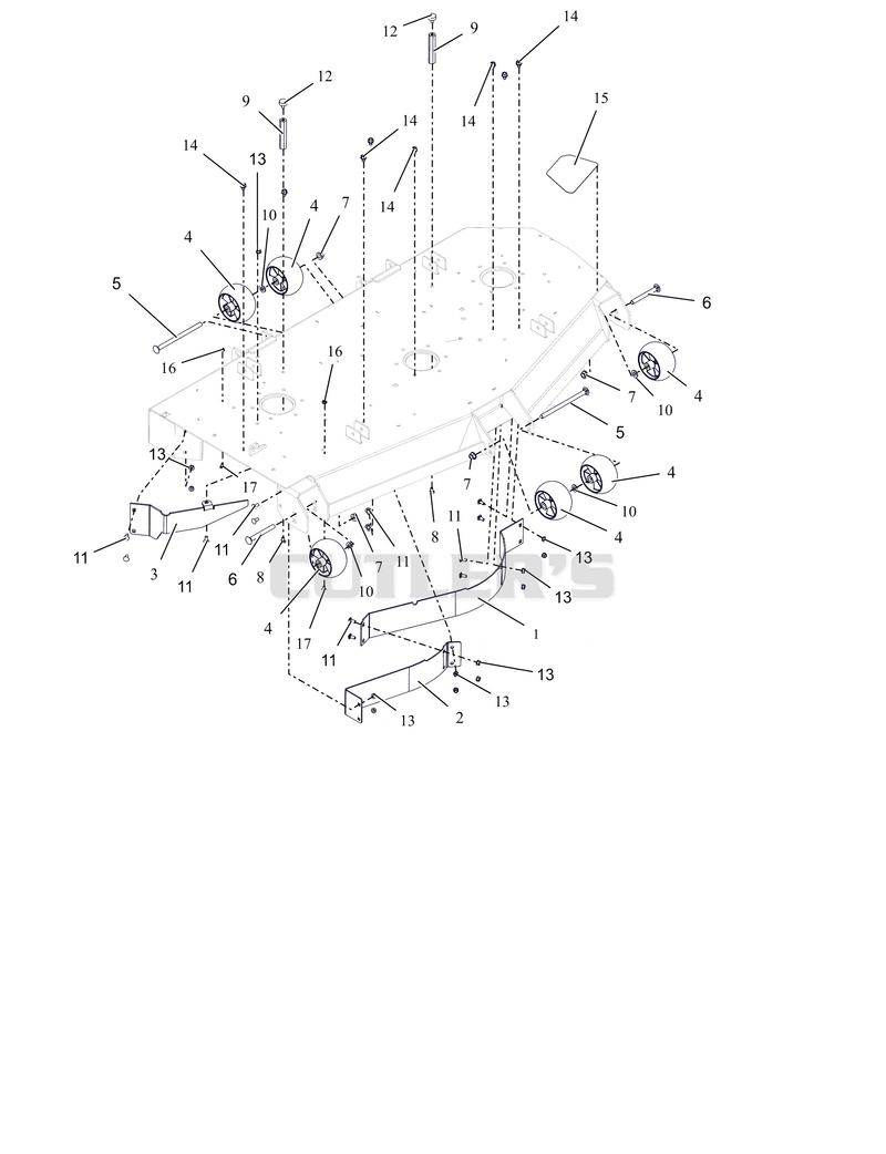 Anti-Scalp Wheels, Baffles and Deck Stops - 60"
