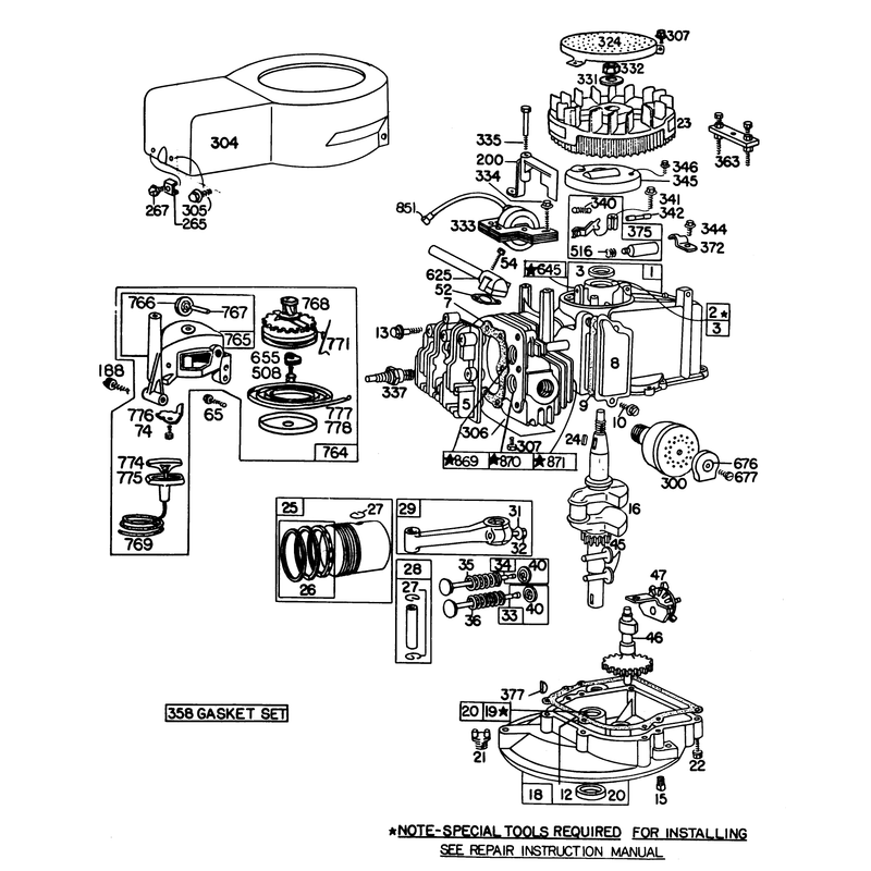 Engine Briggs and Stratton Model No 92908-1934-02