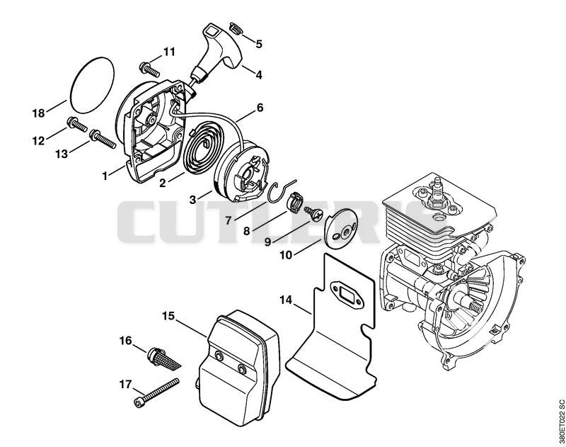 Rewind starter, Muffler