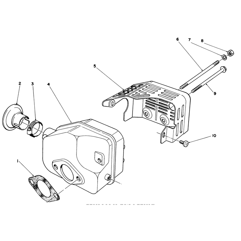 Muffler Assembly Engine 47pe-4 Used on Units with Serial No 6000101 - 6002073 Engine 47pf-5 Used on Units with Serial No 6002074 and Up