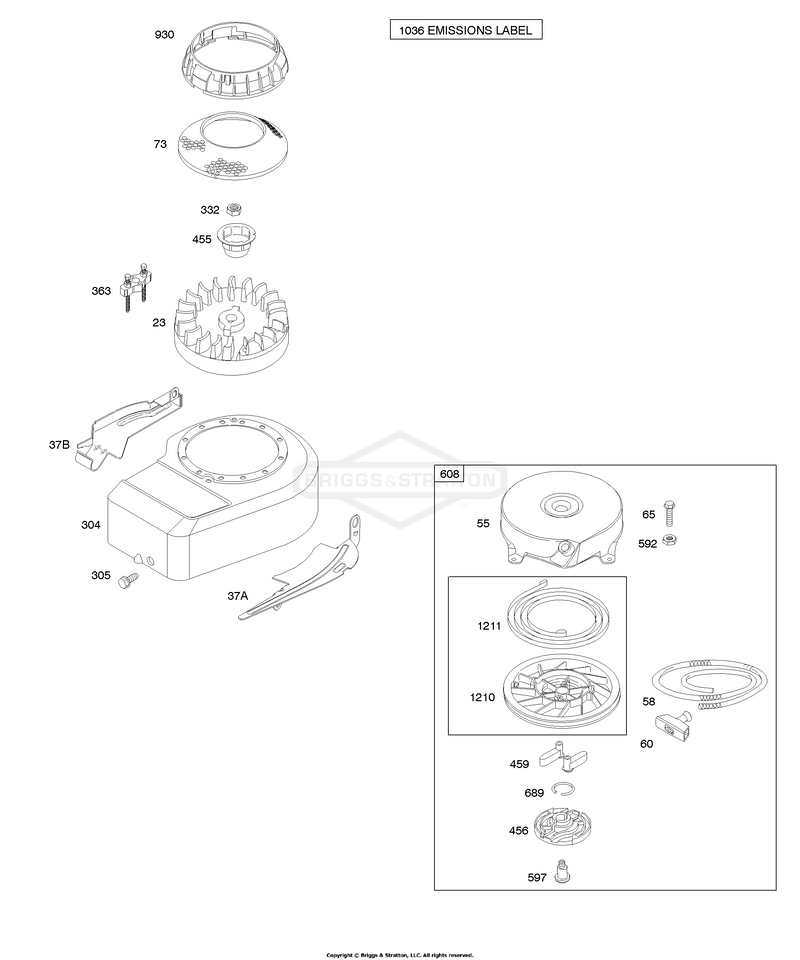 Blower Housing/Shrouds, Flywheel, Rewind Starter