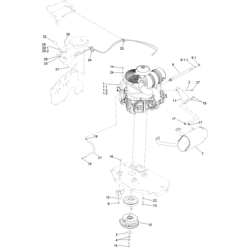 Engine Clutch and Muffler Assembly