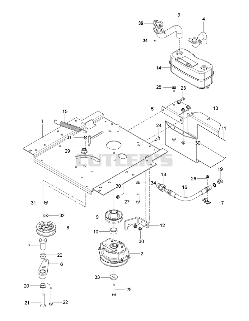 ENGINE MOUNTING, GUARDS & MUFFLER