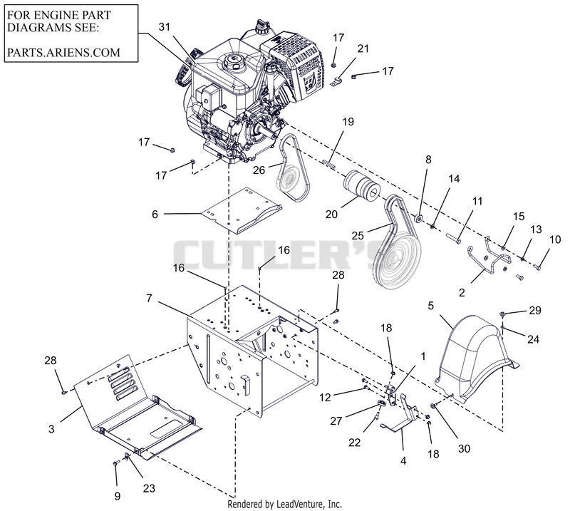 Engine, Frame And Belt Drive