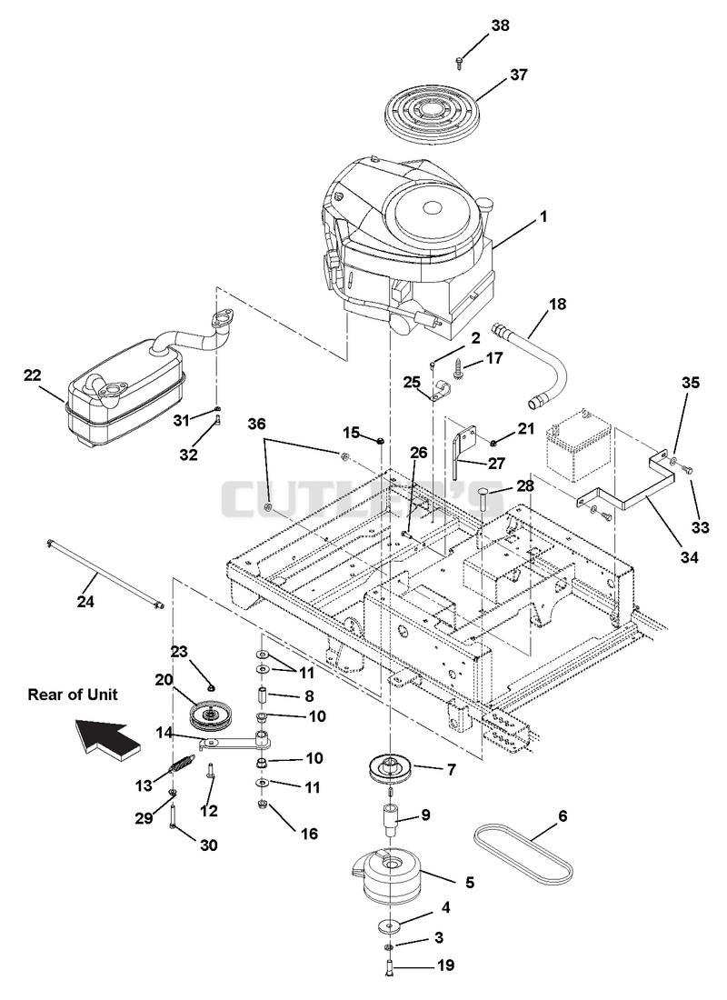 Engine, Exhaust, Belts, And Idlers