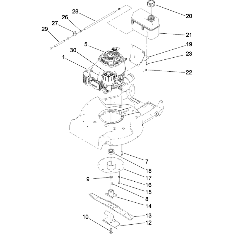Engine and Fuel Tank Assembly