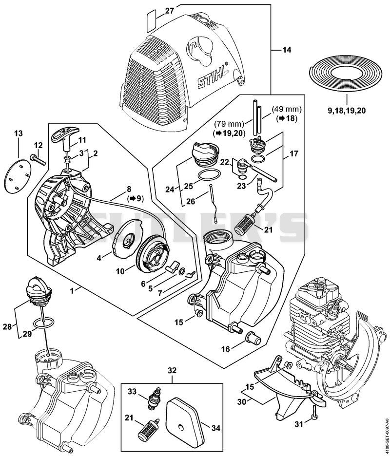 Rewind starter, Fuel tank