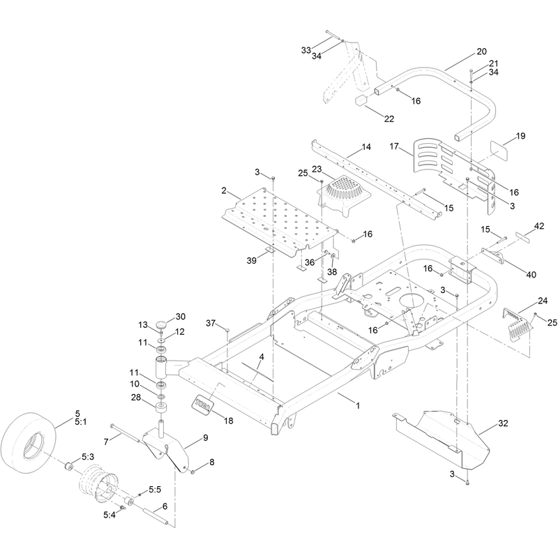 Frame, Front Axle and Caster Wheel Assembly