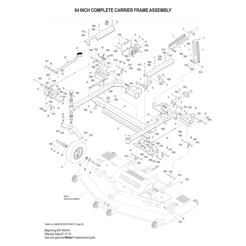 64 INCH COMPLETE CARRIER FRAME ASSEMBLY