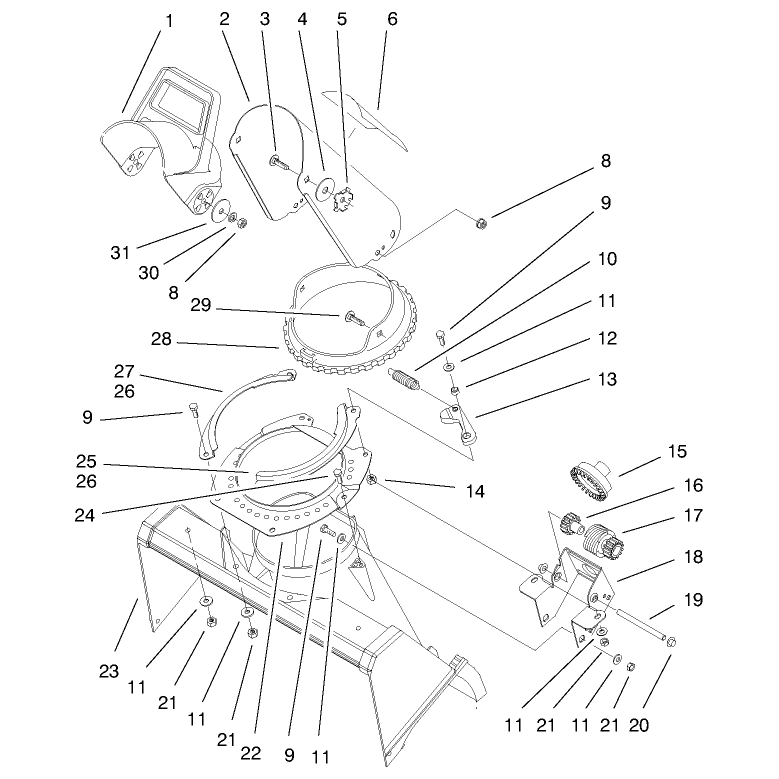 Deflector and Discharge Assembly