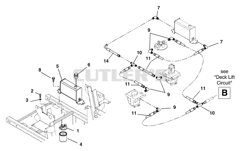 Hydraulic Tank, Filter And Pump To Tank Circuit