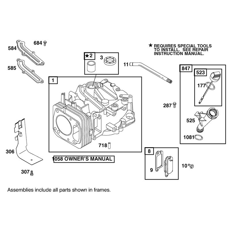 Cylinder Assembly Engine GTS 200 Only on 20789