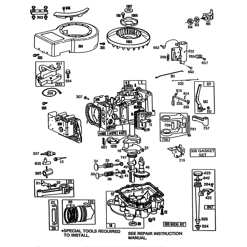 Engine Model No. 281707-0175-01 12 H.p. Rear Engine Rider Electric Model 56175