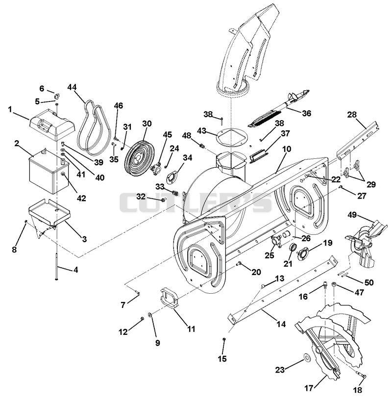 Chute, Auger And Battery