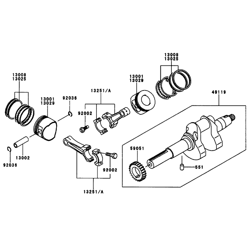 Pistoncrankshaft Kawasaki Fd661d-S03
