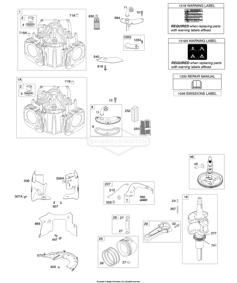 Cylinder, Crankshaft, Camshaft, Air Guides