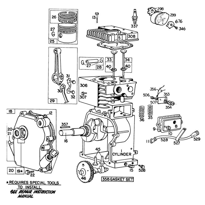 Engine Briggs & Stratton Model 111202-0131-01 4 H.p. Tiller Model 58336