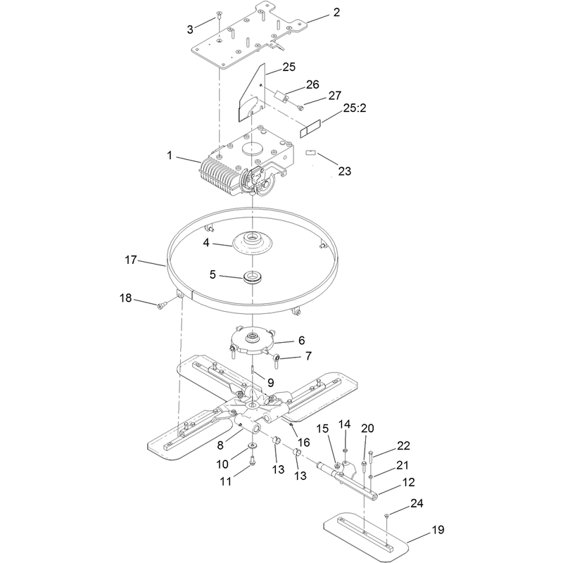 46 Inch Rotating Ring Blade and Gearbox Assembly