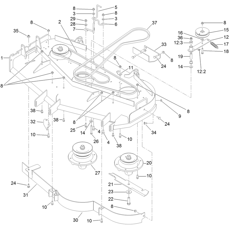 Deck Drive and Baffle Assembly