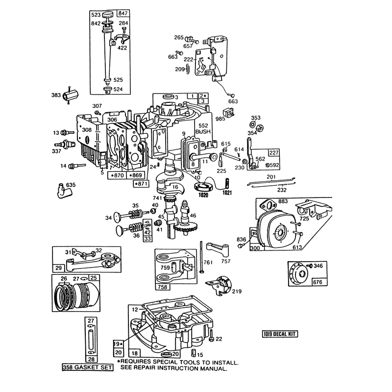 Engine Model No. 193707-0307-01 8 H.p. Rear Engine Rider Electric Model 56150