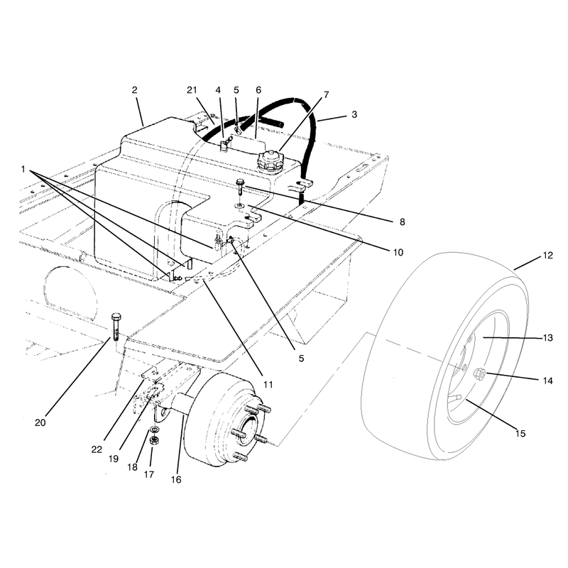 Fuel Tank and Axle Assembly