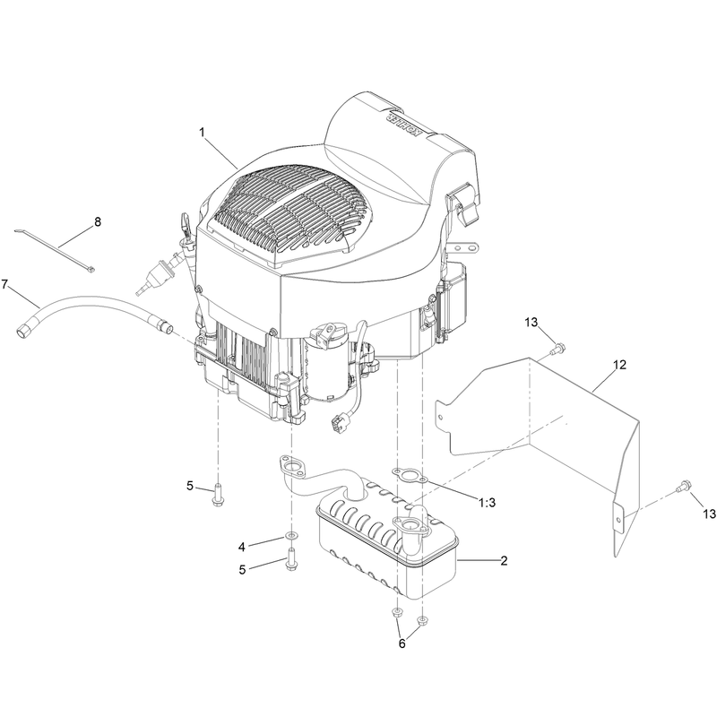 Engine and Muffler Assembly