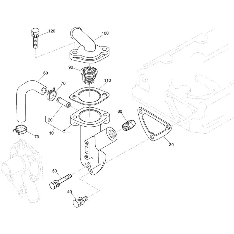 Water Flange and Thermostat Assembly