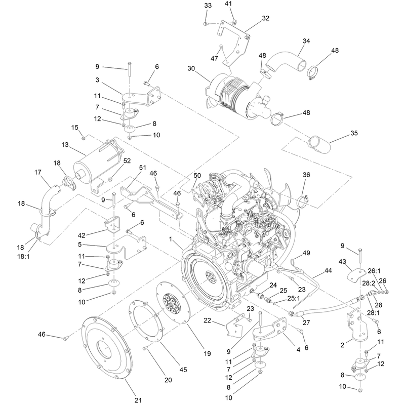 Engine and Muffler Assembly