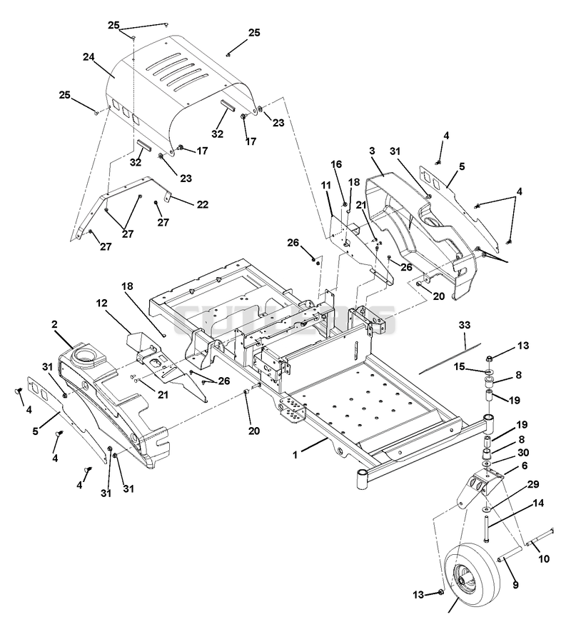 Frame, Hood, Fenders, Casters And Tires (2)