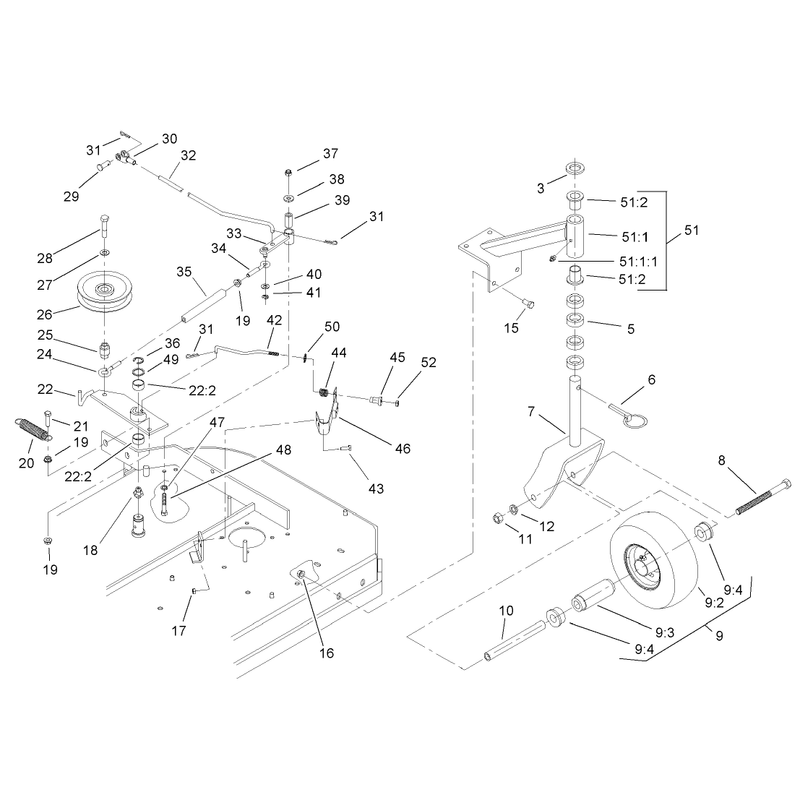 Castor Belt Tension and Blade Brake System Assembly