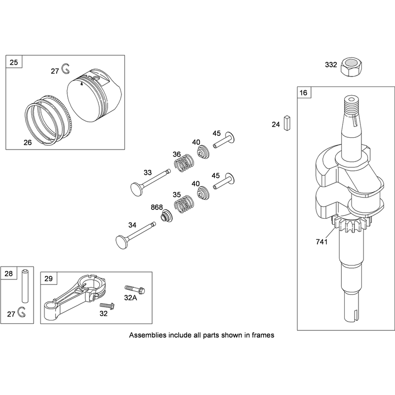 Crankshaft Piston Ring and Connecting Rod Assembly Briggs and Stratton 124T02-0206-B1