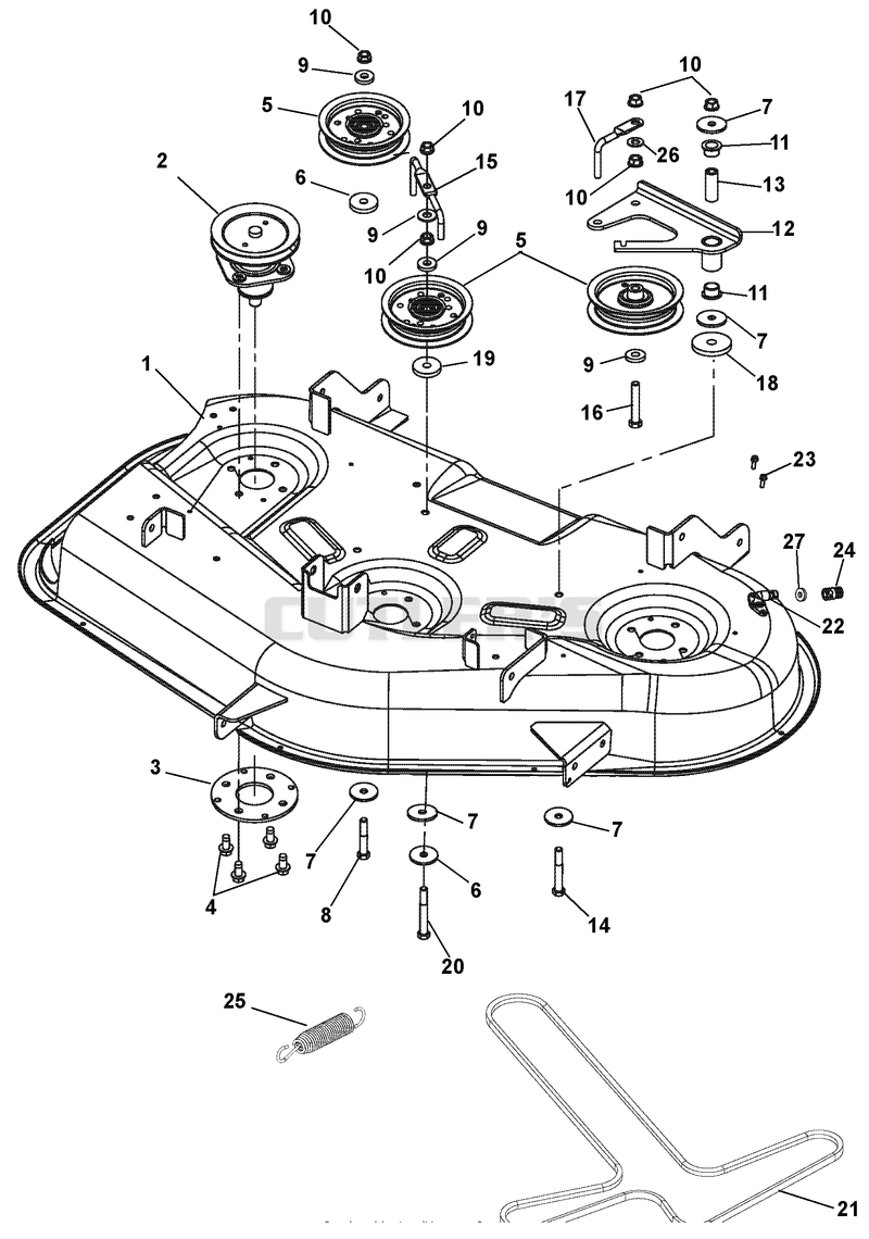Mower Deck, Belt And Idlers