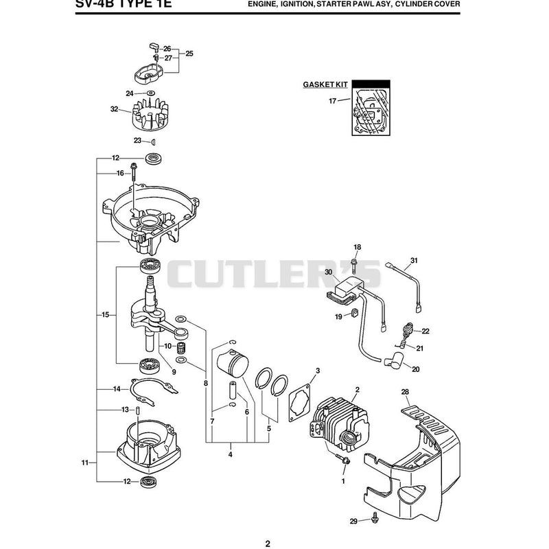 Sv-4B Type 1E Engine, Ignition, Starter Pawl Asy, Cylinder Cover