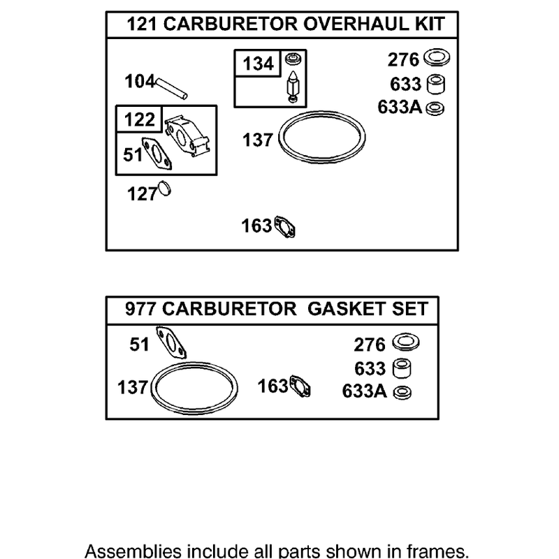 Carburetor Overhaul Kit Assembly Engine Briggs and Stratton Model 126302-0245-E1
