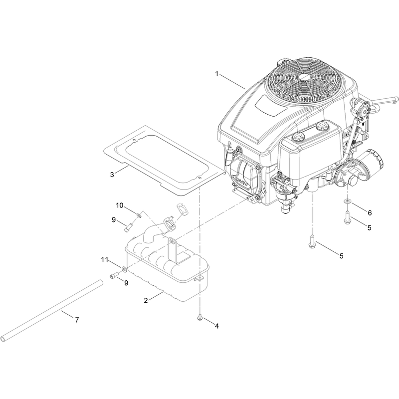 Engine and Muffler Assembly