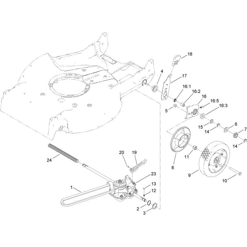 Transmission Rear Wheel and Height of Cut Assembly