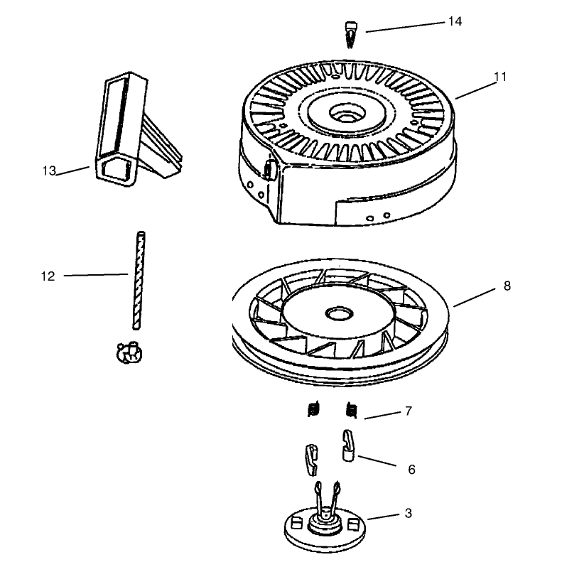 Recoil Starter Assembly No. 590743 Tecumseh Model No. HSK635 Type 1723A
