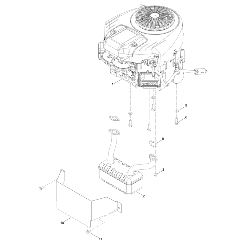 Engine and Muffler Assembly