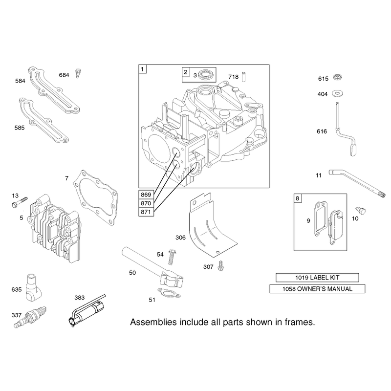 Cylinder Assembly Engine Briggs and Stratton Model 124K02-0110-B1