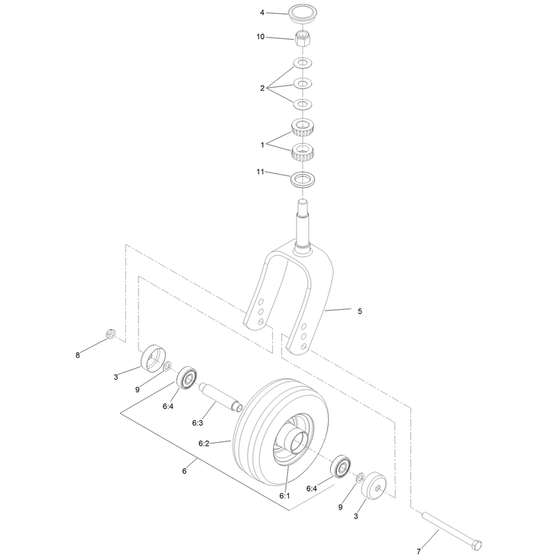 Rear Caster Wheel Assembly