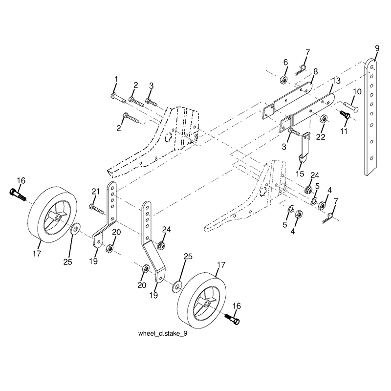 WHEEL AND DEPTH STAKE ASSEMBLY