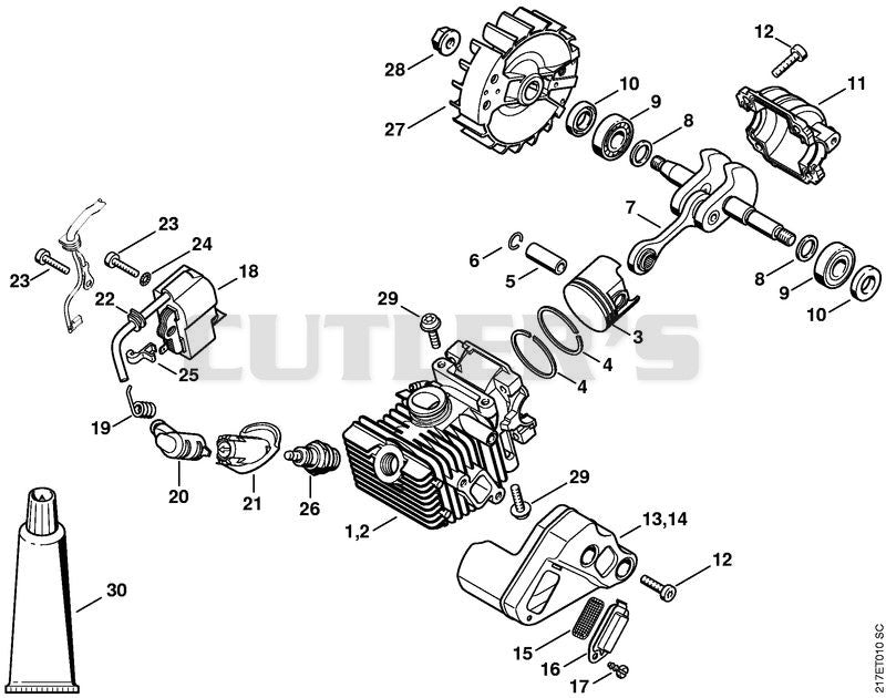 Cylinder with piston, Ignition system