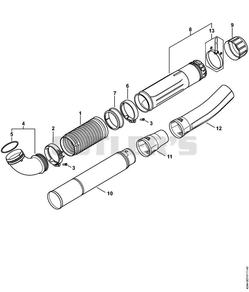 Pleated hose, Blower tube
